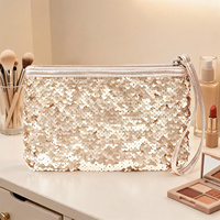 Pochette de toilette élégante à sequins, réversible et scintillante, pour femme, style Y2K, pochette de soirée et rangement de maquillage de voyage, personnalisable