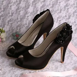 (23 цвета) туфли на высоком каблуке 10 см с черным атласным цветком