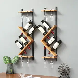 Chunlei A Simple Wine storage Rack Display Vertical Wall Mounted rack Wine cabinet cellar Bottle Holder cabinet wood wine rack
