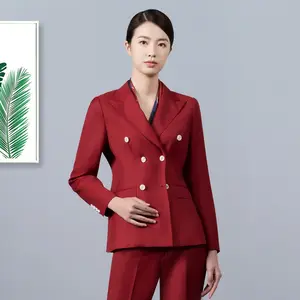 Women's Korean Version Slim Casual Coat Spring Autumn New Small Suit Advanced Temperament Double-Breasted Button Spandex