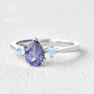 Luxury Pear Cut Lab Alexandrite Engagement <b>Rings</b> <b>Men</b> Custom 925 <b>Silver</b> Vvs Moissanite Diamond Triloav <b>Rings</b> Fine Women Jewely - Product Image 2