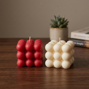 Red And White Bubble Shape Art Pillar <b>Candles</b> In Paraffin <b>Wax</b> Dripless Home Decoration Indoor - Product Image 2