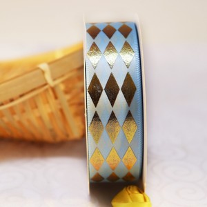 Cinta de Poliéster con Diseño Argyle y Lámina Dorada de 2.5cm x 25 Yardas, con Logotipo Personalizado, Estilo <span class=keywords><strong>Glam</strong></span> <span class=keywords><strong>Chic</strong></span>, para Decoración de Fiestas y Envoltura de Regalos - Product Image 2