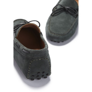 Mocassini stringati da guida, in pelle scamosciata verde racing - Product Image 5