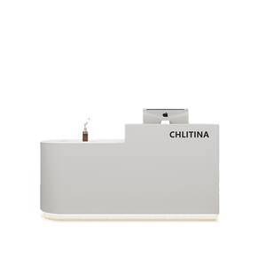 Bureau d'accueil incurvé en panneaux de bois, style minimaliste moderne, pour hôpital, salle de sport, bureau, immeuble – Mobilier commercial personnalisé - Product Image 6