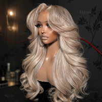 Perruque Lace Front HD 13x4 Blond Cendré Sans Colle, Cheveux Humains Brésiliens Vison, Ondulée, Cuticules Alignées