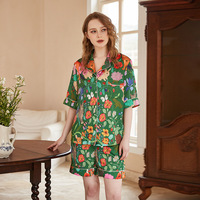 Nouveau printemps et été femmes vert bas forêt jardin pyjamas femmes automne glace soie maison vêtements