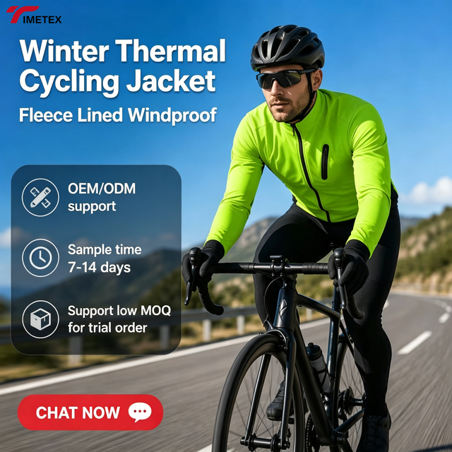 TIMETEX Men's Winter Thermal Cycling Jacket Fleece Lined Windproof Long Sleeve Bike Jersey with Pockets Custom Logo OEM