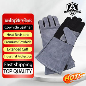 Guantes de Trabajo de Cuero Resistentes al Calor AmpsafeX de 16 oz, Guantes de Seguridad Personalizables Sin Silicona para Barbacoa, Soldadura, Cocina y Uso en Horno - Product Image 1