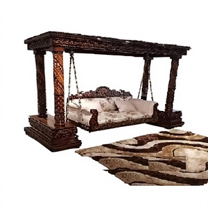Elegant Design Two Seater Jhula for Home Traditional Teak Wood <b>Swing</b> For Indian Homes Hot Selling Dual Pole Jhula For Home USA - Product Image 1