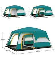 Tente de camping imperméable quatre saisons à double couche, tapis de sol en PE épais et résistant à l'usure, deux chambres, hall d'entrée, ouverture rapide automatique