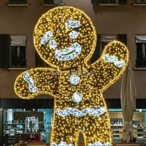 Outdoor 3D LED gingerbread motif lighting candy land per lo spettacolo di luci dello zoo del giardino del prato commerciale