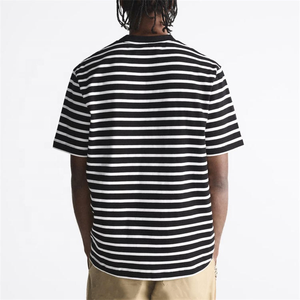 Camiseta Deportiva de Rugby a Rayas de Alta Calidad, Tejida, 100% Algodón, 250G, Manga Corta, Cuello Redondo, Secado Rápido, para Viajes y Moda - Product Image 2