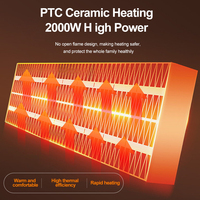 Chauffe-ventilateur PTC 2000W télécommandé, portable sur pied, effet flamme 3D, humidificateur intégré, contrôle tactile – Offre Spéciale