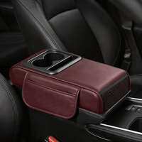 Boîte de rangement universelle haut de gamme pour console centrale de voiture avec accoudoir rehaussé, porte-gobelet et organiseur de téléphone, dotée de 4 poches de rangement