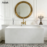 Baignoire autoportante rectangulaire contemporaine en acrylique à surface solide avec drain de trop-plein
