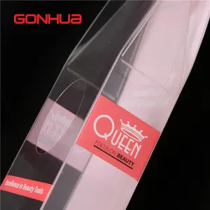 GONHUA kundendefinierte durchsichtige Acetatbox für Kosmetik PET PVC PP transparente rosa gefrostete faltbare Kunststoff-Vorführbox mit Logo bedruckt