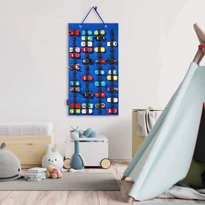 NOUVEAU Organisateur de jouets pliable en polyester écologique moderne en acier inoxydable pour Hot Wheels, capacité de 60 voitures miniatures, pour salon - Product Image 6