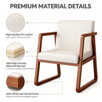 Structure en bois de frêne massif, cuir PU, éponge haute densité et accoudoirs de la chaise conviennent à une utilisation dans les salons.