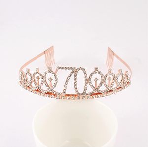 Diadema de satén rosa dorado con cristales para regalo de <span class=keywords><strong>cumpleaños</strong></span> número <span class=keywords><strong>70</strong></span> - Product Image 5