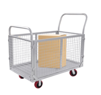 Chariot à plateforme en acier robuste ALLWORLD CH05114, capacité 200 kg, côtés en maille amovibles, 1000x600x940 mm, chariot à 4 roues avec revêtement en poudre