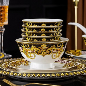 Vaisselle en céramique Assiettes 60pcs Set Assiettes de mariage Prix de gros Carton de luxe personnalisé Style chinois - Product Image 3