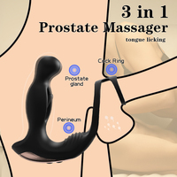 S-Hande Nouveau stimulateur de prostate télescopique pour massage et stimulation anale, avec fonction de léchage, pour anneau pénien masculin
