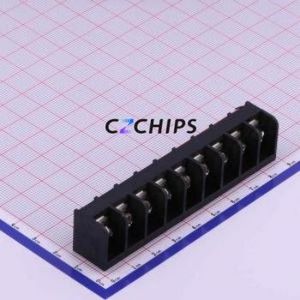 DBT50B-9.5-9P-BK-P Barrier Terminal Block Through hole Component (THT),P=9.5mm Connector Three Sides 9.5mm 1x9P Edge Pin - Product Image 1