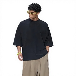 Camiseta de Manga Corta para Hombre, 250G, Algodón, Corte Holgado, Transpirable, Cuello Alto, Estilo Moderno, Alta Calidad - Product Image 2