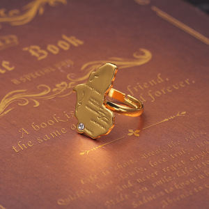 Bague de cartes acryliques pour hommes et femmes, bijou ethnique, doré, Hip-Hop, <span class=keywords><strong>réglable</strong></span> avec strass, accessoire en cuivre, de haute qualité, cadeau - Product Image 5