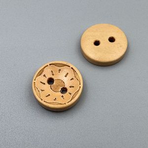 Botones de Madera con Cuentas para Ropa China, Estilo Zen Vintage, Redondos, Naturales, con 2 Agujeros, con Patrones Rectangulares y de Diamante, al por Mayor - Product Image 4