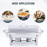 Ensemble de réchauds rectangulaires professionnels en acier inoxydable pour buffet, avec support pliable et chauffage à l'alcool