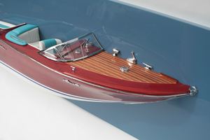 Modèle de bateau en bois RIVA AQUARAMA demi-coque, décoration nautique moderne, thème océanique, fait à la main, écologique, en provenance du Vietnam, prix avantageux - Product Image 2