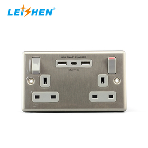 Kim loại CE ukca được liệt kê 2 USB-A + Type-C anh tiêu chuẩn đôi Switched tường ổ cắm đôi ổ cắm điện tường ổ cắm - Product Image 1