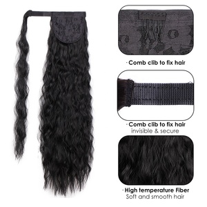 Queue de cheval longue bouclée à clipser, effet frisé, pour femmes, extensions de <span class=keywords><strong>cheveux</strong></span> synthétiques en fibre haute température, <span class=keywords><strong>postiche</strong></span> naturel, <span class=keywords><strong>cheveux</strong></span> synthétiques - Product Image 2