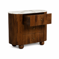 Table console avec panneau de tiroir cannelé, commode à bords arrondis avec grand espace de rangement, plateau de table effet marbre