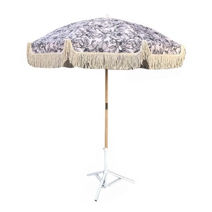 Ovida – <span class=keywords><strong>peinture</strong></span> sur bois pour l'extérieur, sans inclinaison, impression de logo personnalisé, <span class=keywords><strong>parapluie</strong></span> de plage extérieur avec pompons - Product Image 1