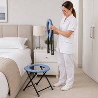 Chaise de toilette pliante avec cadre en X, bleu pétrole clair, siège rembourré en forme de U, légère, 38 cm, 6 pièces