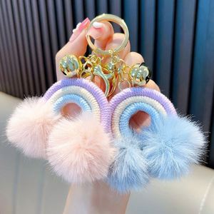 Rainbow Fur Ball <b>Keychain</b>, Plush Soft Bag Charm, Creative Wholesale Gift, Fashion <b>Personality</b> Accessories - Product Image 4