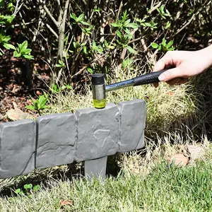 <strong>Garden</strong> <strong>Edging</strong> Border Gardening Lawn Fence <strong>Plastic</strong> Cobblestone Effect Lawn Trimming 4 Pcs of Foldable Stitching Grey Orange - Product Image 1
