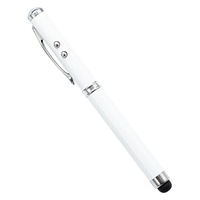 Stylo bille métallique 4-en-1 avec logo personnalisé, pointeur laser, pointe tactile 1,0 mm, pointe balle, lumière LED – Idéal pour l'enseignement, les présentations et comme cadeau