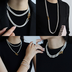 Collar Largo <span class=keywords><strong>de</strong></span> Dos Hilos con Perlas <span class=keywords><strong>de</strong></span> Cristal, Estilo Retro Francés, Minimalista, para <span class=keywords><strong>Mujer</strong></span>, Elegante, Versátil, <span class=keywords><strong>Cadena</strong></span> para Suéter Vintage - Product Image 4