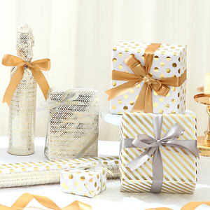 Reciclable al por mayor personalización cumpleaños fiesta de Navidad rollo papel de aluminio dorado 0,4*3M caja de regalo papel de regalo personalizado - Product Image 4
