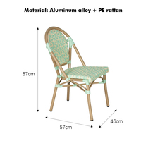 Chaise de salle à manger en aluminium aspect rotin style bistrot français, fauteuil bistrot français, chaise de salle à manger pour terrasse extérieure, café et jardin