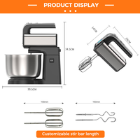 Batteur sur socle de cuisine pour la pâtisserie, 3,5 L, portable, 300 W, 3 en 1, batteur à pâte, batteur à œufs, mélangeur à gâteau, machine électrique avec bol, batteur sur socle