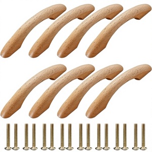 Juego de tiradores y pomos de madera para gabinetes, diseño redondo moderno, ligeros, hechos a mano, para montaje en puerta, duraderos, decoración para muebles de cocina de interior - Product Image 3