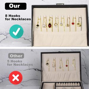 PU Leather Multi-Function Double Layer Jewelry <b>Storage</b> <b>Box</b> with Lock for <b>Cosmetic</b> Use Factory Price - Product Image 4