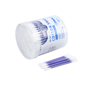 Bulk Supply 200pcs/Box Screw Round Head Cotton Swab with Purple Paper <b>Stick</b> Cotton Bud Round Box For Wound Care - Product Image 2