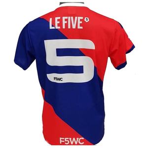 高品質カスタムサッカーユニフォーム 熱転写プリント チームセット サッカーユニフォーム スパンデックス/コットン 速乾 夏 フランス - Product Image 5