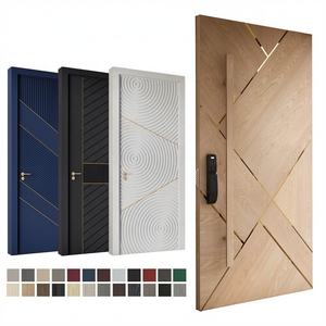 Puerta Exterior Moderna de Madera Sólida Estilo Europeo con Cerradura Inteligente Antirrobo para Apartamento, Hotel, Villa - Product Image 4